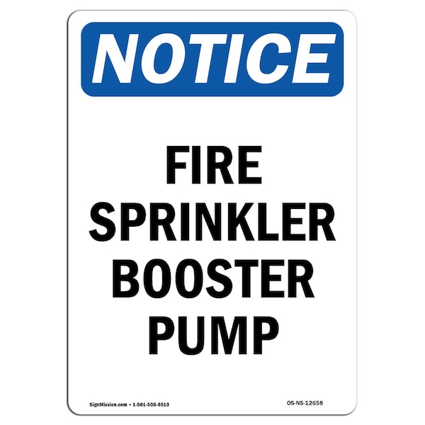 OSHA, Fire Sprinkler Booster Pump, 24in X 18in Peel & Stick Wall Graphic, 18" W, 24" L, Portrait
